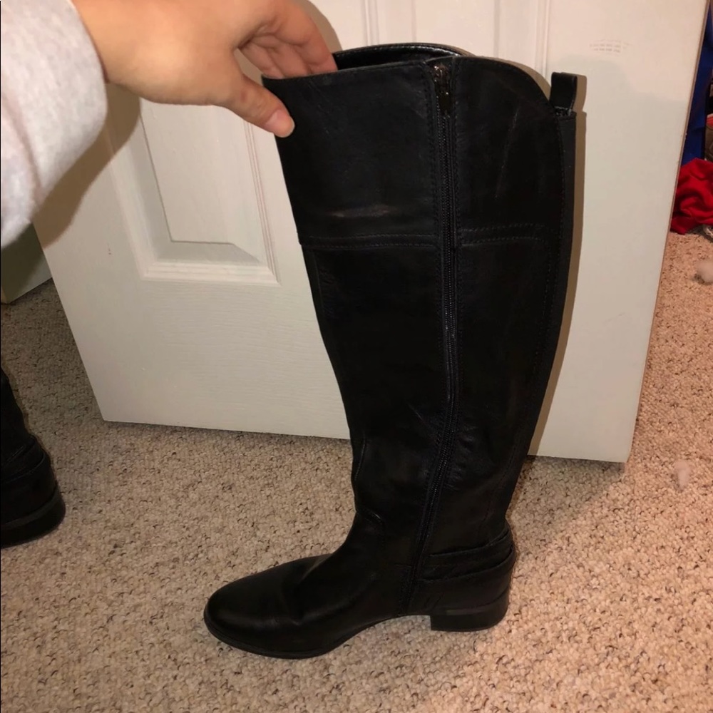 Black leather riding boots